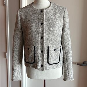 Rag & Bone Cannon Tweed Snap Front Jacket Ivory Black Bouclé Style Size 0